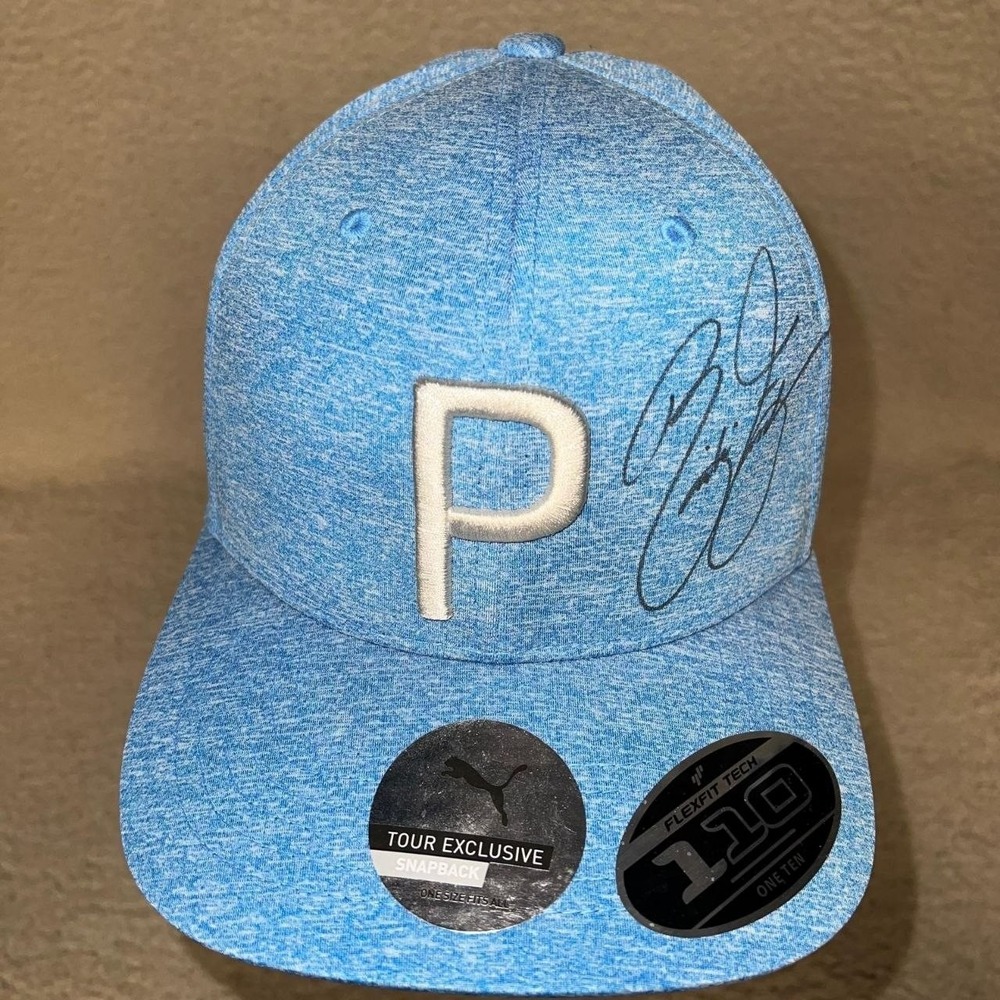 NWT Puma Tour Rickie Fowler (Signed) Golf Cap Blue Flexfit Tech 110 Snapback Hat